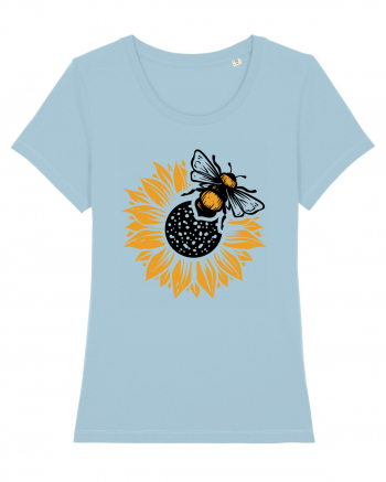 Bee Sunflower Sky Blue