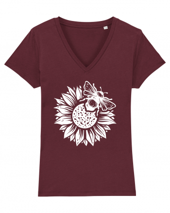 Bee Sunflower Burgundy