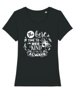 Best Time To Be Kind Always Tricou mânecă scurtă guler larg fitted Damă Expresser