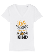 Life Is Sweet When You Are Kind Tricou mânecă scurtă guler V Damă Evoker