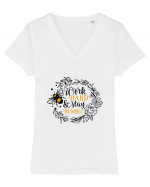 Work Hard And Stay Bumble Tricou mânecă scurtă guler V Damă Evoker