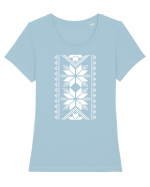Motiv traditional - alb Tricou mânecă scurtă guler larg fitted Damă Expresser