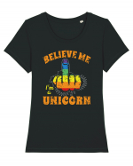 Believe Me I'm A Unicorn Tricou mânecă scurtă guler larg fitted Damă Expresser