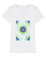 Floarea-soarelui Tricou mânecă scurtă guler V Damă Evoker