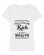 Rich without Wealth Tricou mânecă scurtă guler V Damă Evoker