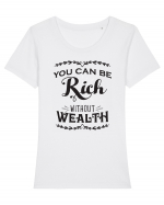 Rich without Wealth Tricou mânecă scurtă guler larg fitted Damă Expresser