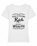 Rich without Wealth Tricou mânecă scurtă guler larg fitted Damă Expresser