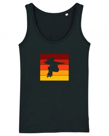 Retro Skateboarding Girl Sunset - Skater For Life Black