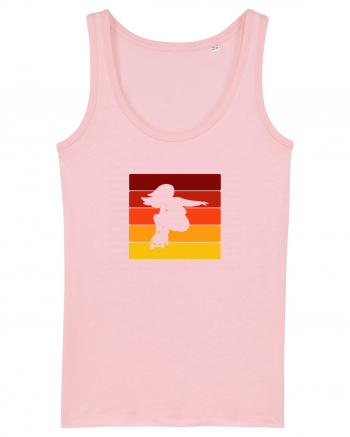 Retro Skateboarding Girl Sunset - Skater For Life Cotton Pink