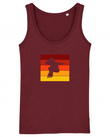 Retro Skateboarding Girl Sunset - Skater For Life Burgundy