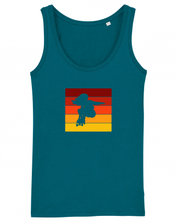 Retro Skateboarding Girl Sunset - Skater For Life Ocean Depth