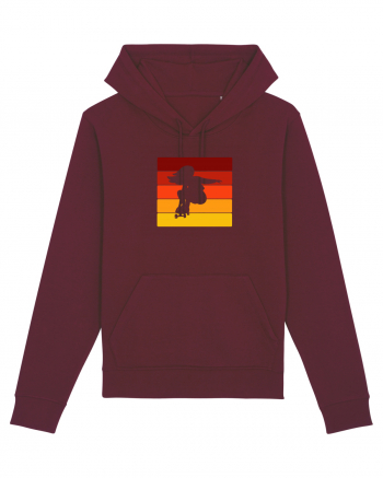 Retro Skateboarding Girl Sunset - Skater For Life Burgundy