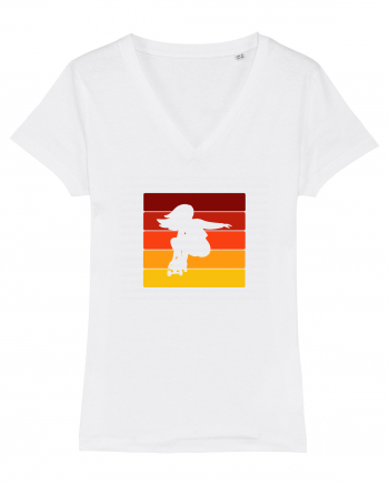 Retro Skateboarding Girl Sunset - Skater For Life White