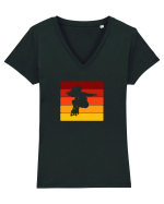 Retro Skateboarding Girl Sunset - Skater For Life Tricou mânecă scurtă guler V Damă Evoker