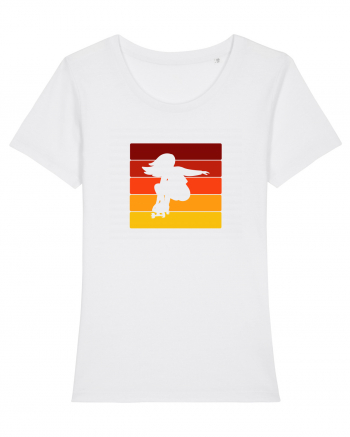 Retro Skateboarding Girl Sunset - Skater For Life White