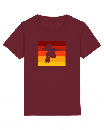 Retro Skateboarding Girl Sunset - Skater For Life Burgundy