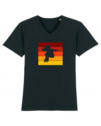 Retro Skateboarding Girl Sunset - Skater For Life Black