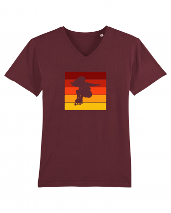 Retro Skateboarding Girl Sunset - Skater For Life Burgundy