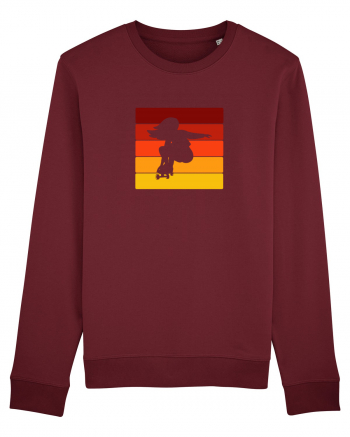 Retro Skateboarding Girl Sunset - Skater For Life Burgundy