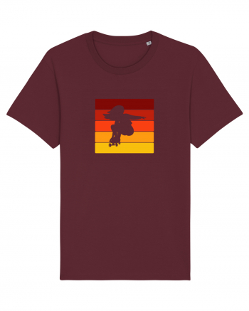 Retro Skateboarding Girl Sunset - Skater For Life Burgundy