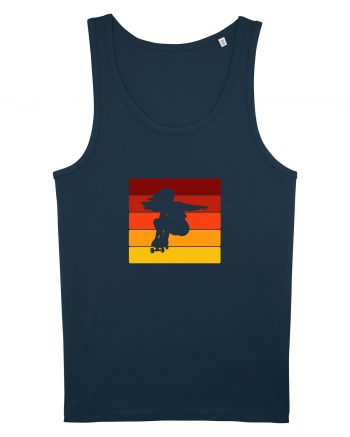 Retro Skateboarding Girl Sunset - Skater For Life Navy