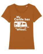 My castle has wheels Tricou mânecă scurtă guler larg fitted Damă Expresser