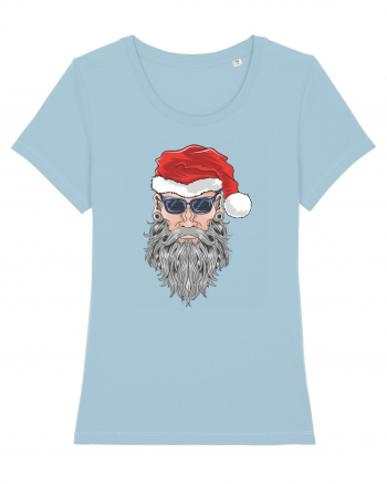 Hippie Cool Bearded Santa Sky Blue