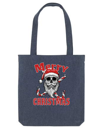 Merry Christmas Bearded Santa Skull Midnight Blue