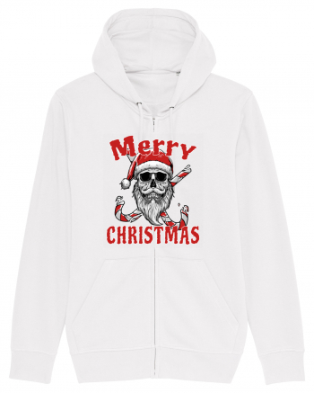 Merry Christmas Bearded Santa Skull White