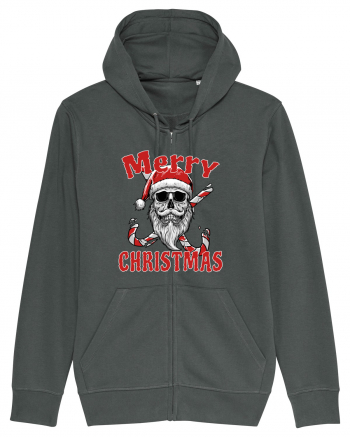 Merry Christmas Bearded Santa Skull Anthracite