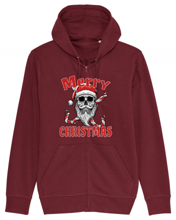 Merry Christmas Bearded Santa Skull Burgundy