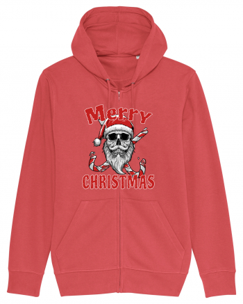 Merry Christmas Bearded Santa Skull Carmine Red