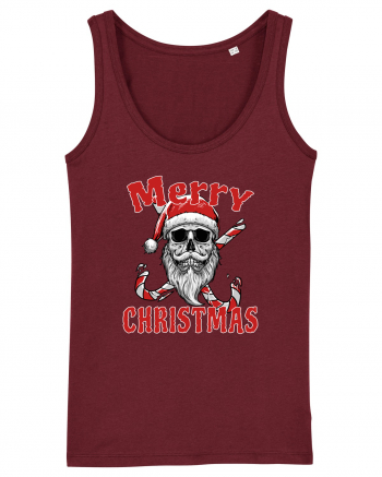 Merry Christmas Bearded Santa Skull Burgundy