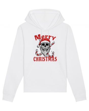 Merry Christmas Bearded Santa Skull White