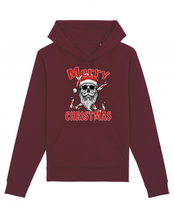 Merry Christmas Bearded Santa Skull Burgundy