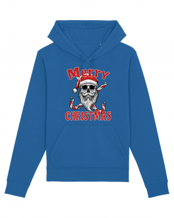 Merry Christmas Bearded Santa Skull Royal Blue