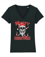 Merry Christmas Bearded Santa Skull Tricou mânecă scurtă guler V Damă Evoker