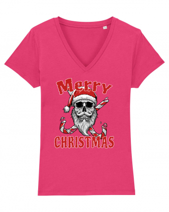 Merry Christmas Bearded Santa Skull Raspberry