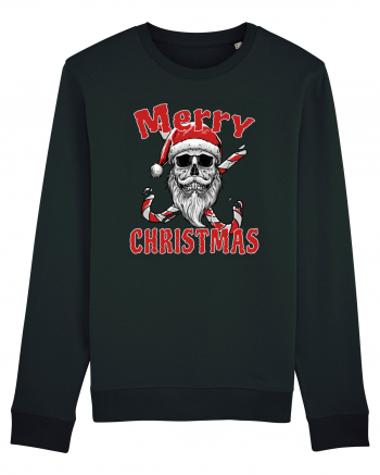 Merry Christmas Bearded Santa Skull Black