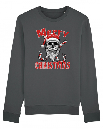 Merry Christmas Bearded Santa Skull Anthracite