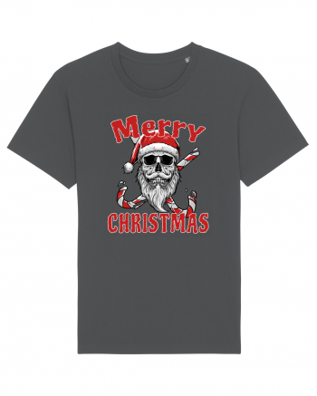 Merry Christmas Bearded Santa Skull Anthracite