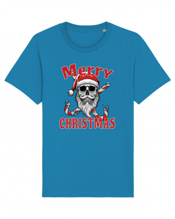 Merry Christmas Bearded Santa Skull Azur