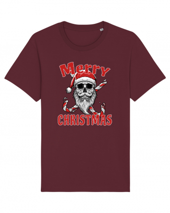 Merry Christmas Bearded Santa Skull Burgundy