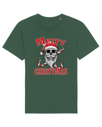 Merry Christmas Bearded Santa Skull Bottle Green