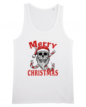 Merry Christmas Bearded Santa Skull White