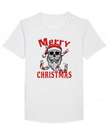 Merry Christmas Bearded Santa Skull White