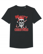 Merry Christmas Bearded Santa Skull Tricou mânecă scurtă guler larg Bărbat Skater