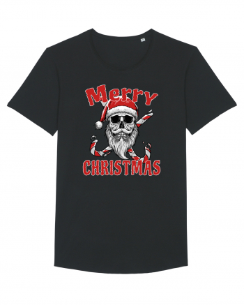 Merry Christmas Bearded Santa Skull Black