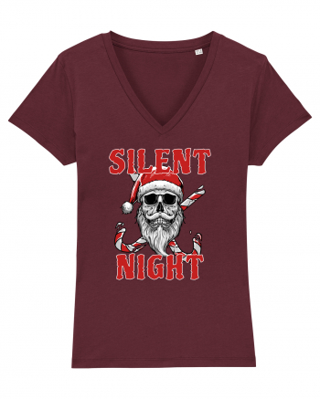 Silent Night Skull Santa Burgundy