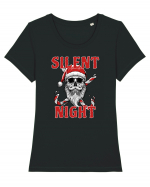 Silent Night Skull Santa Tricou mânecă scurtă guler larg fitted Damă Expresser